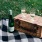 Picnic setup with wine